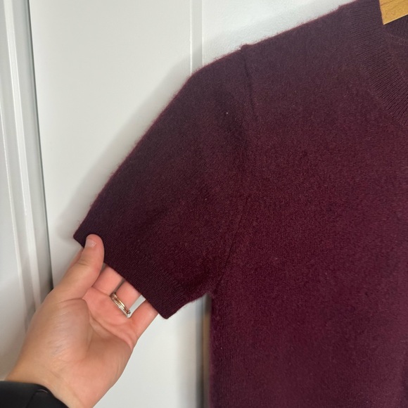 Quince Mongolia Cashmere Burgundy Short Sleeve Sweater Size Xtra Small XS - Picture 3 of 10